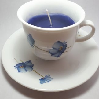 Donkerblauwe Kaars In Bloemetjeskopje