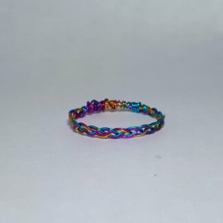 Regenboog/zilver/goud gevlochten Ring