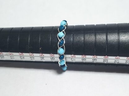 Blauwe Kraaltjes Gevlochten Ring - Afbeelding 2